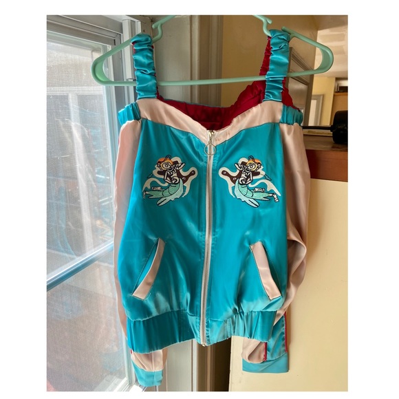 Cold Shoulder Mermaid ( ? ) Decal Bomber Jacket - Picture 1 of 3